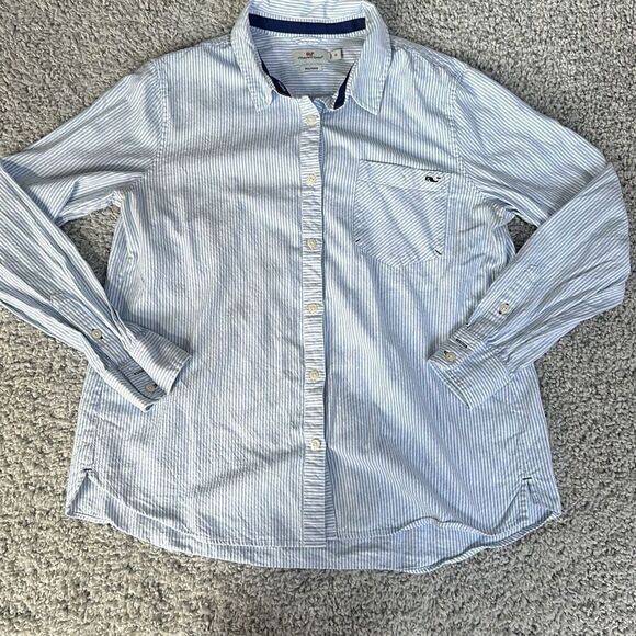 Vineyard Vines Blue Striped Button Down, Size 12 - Picture 1 of 6